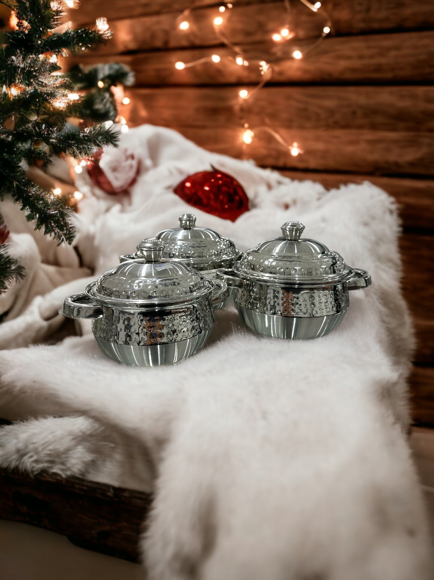 3Pc Silver Serving Dish