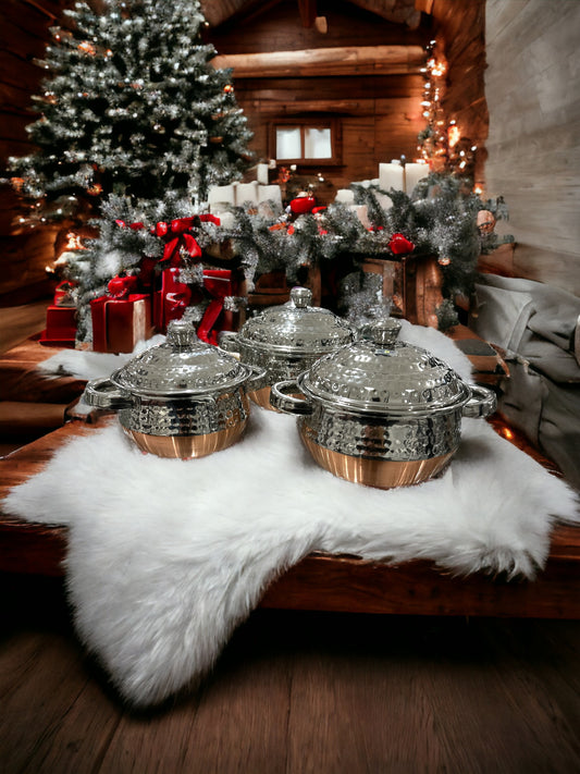 3Pc Silver Serving Dish